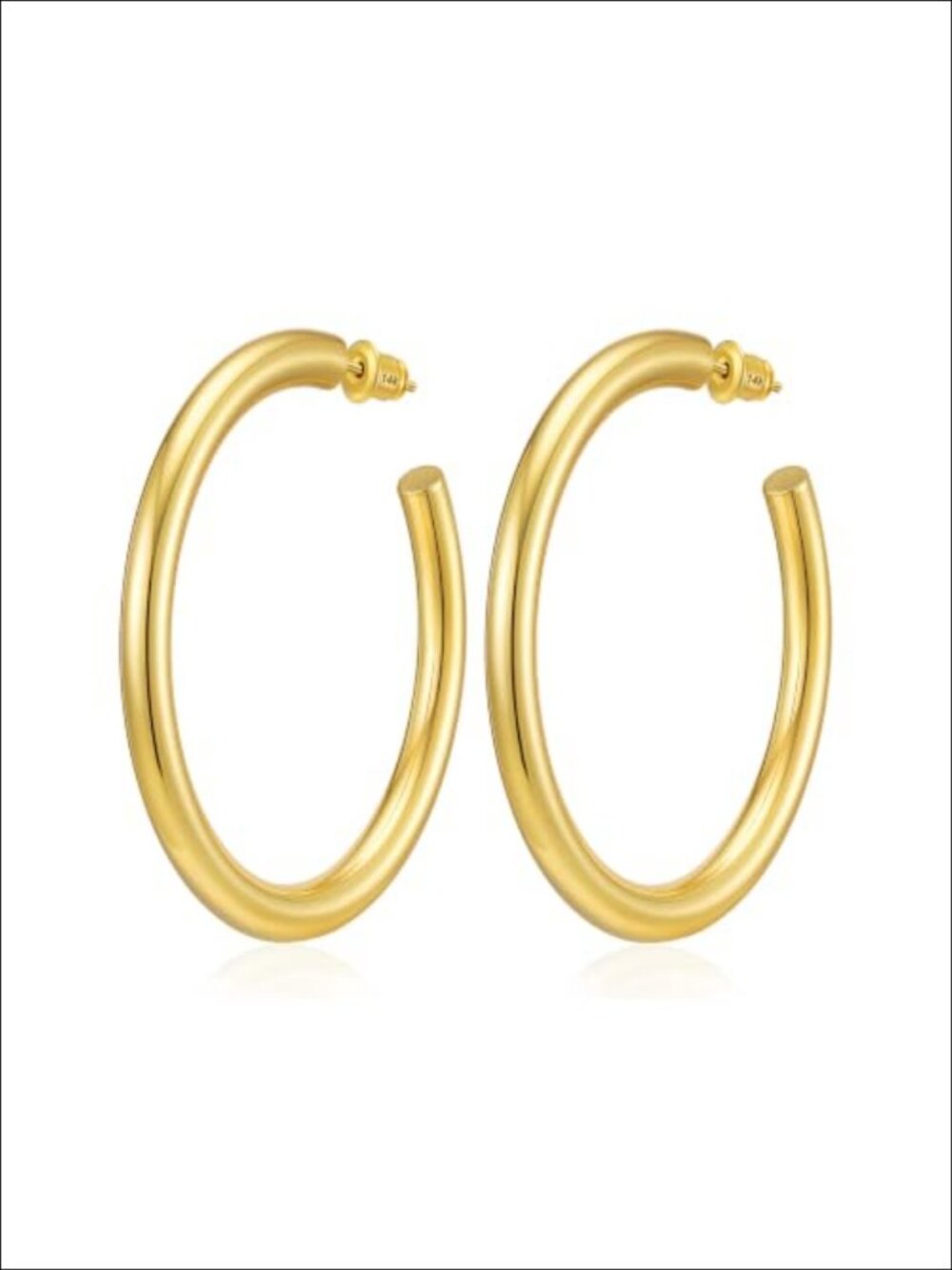 14K Gold Plated Chunky Hoop Earrings Hypoallergenic Sterling Silver Post